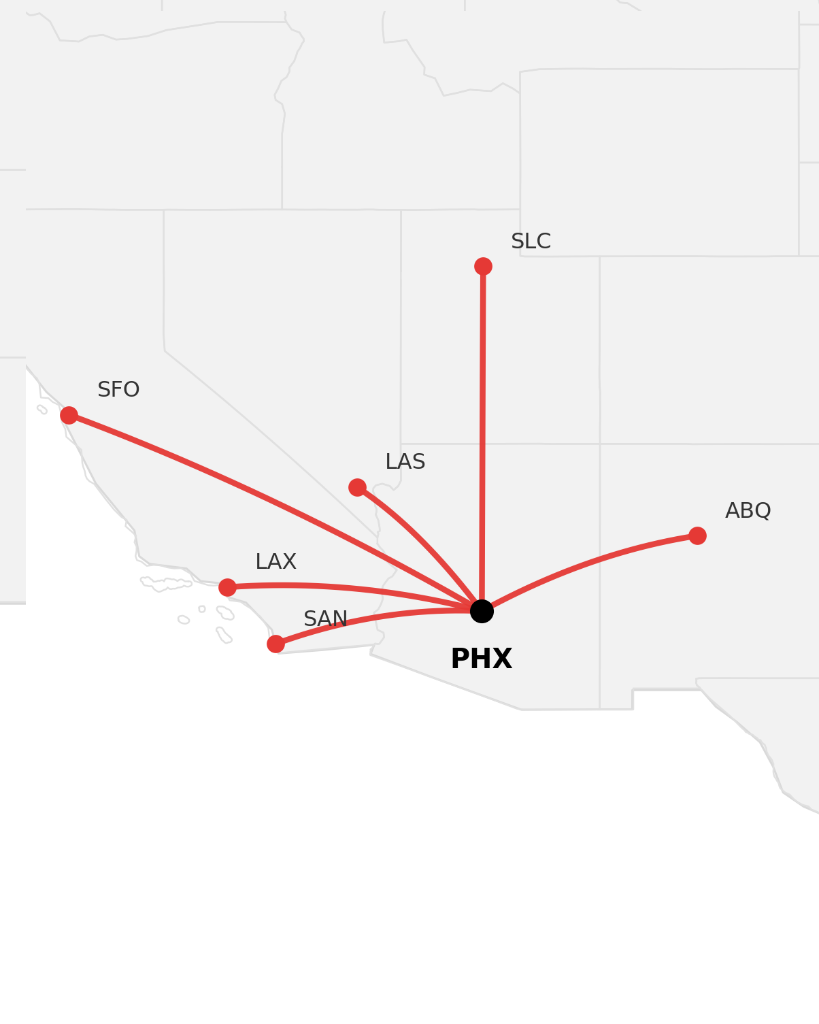 Route map from Scottsdale, AZ